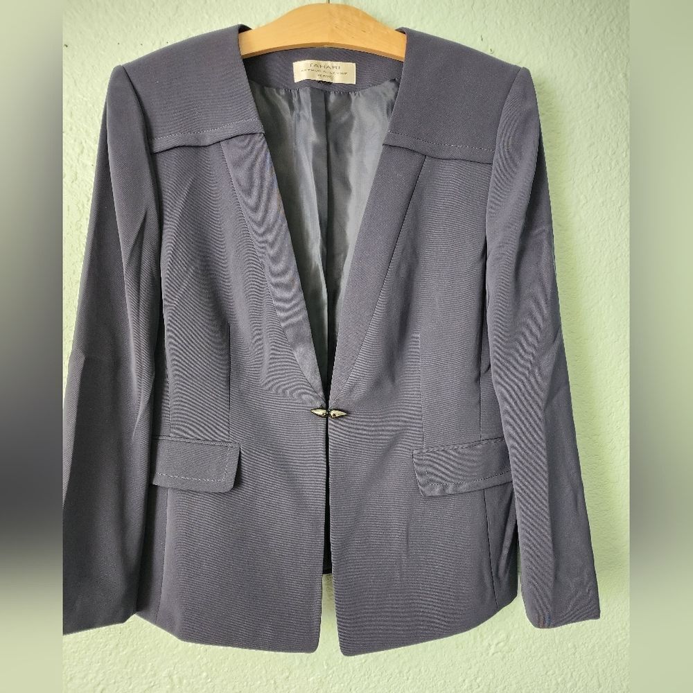 Tahari Blue Greysh Blazer Jacket